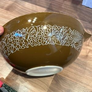 Vintage PYREX 444 Brown Woodland Large 4 qt Mixing Serving Cinderella Bowl